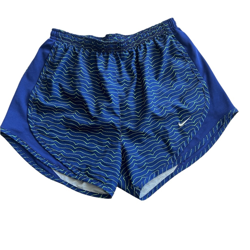 Nike Womens Dri-fit Activewear Running Shorts Sz XS Lined, Key Pocket Blue Green